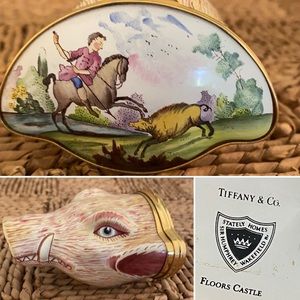 Rare Tiffany Floors Castle Boars Head Enamel Box